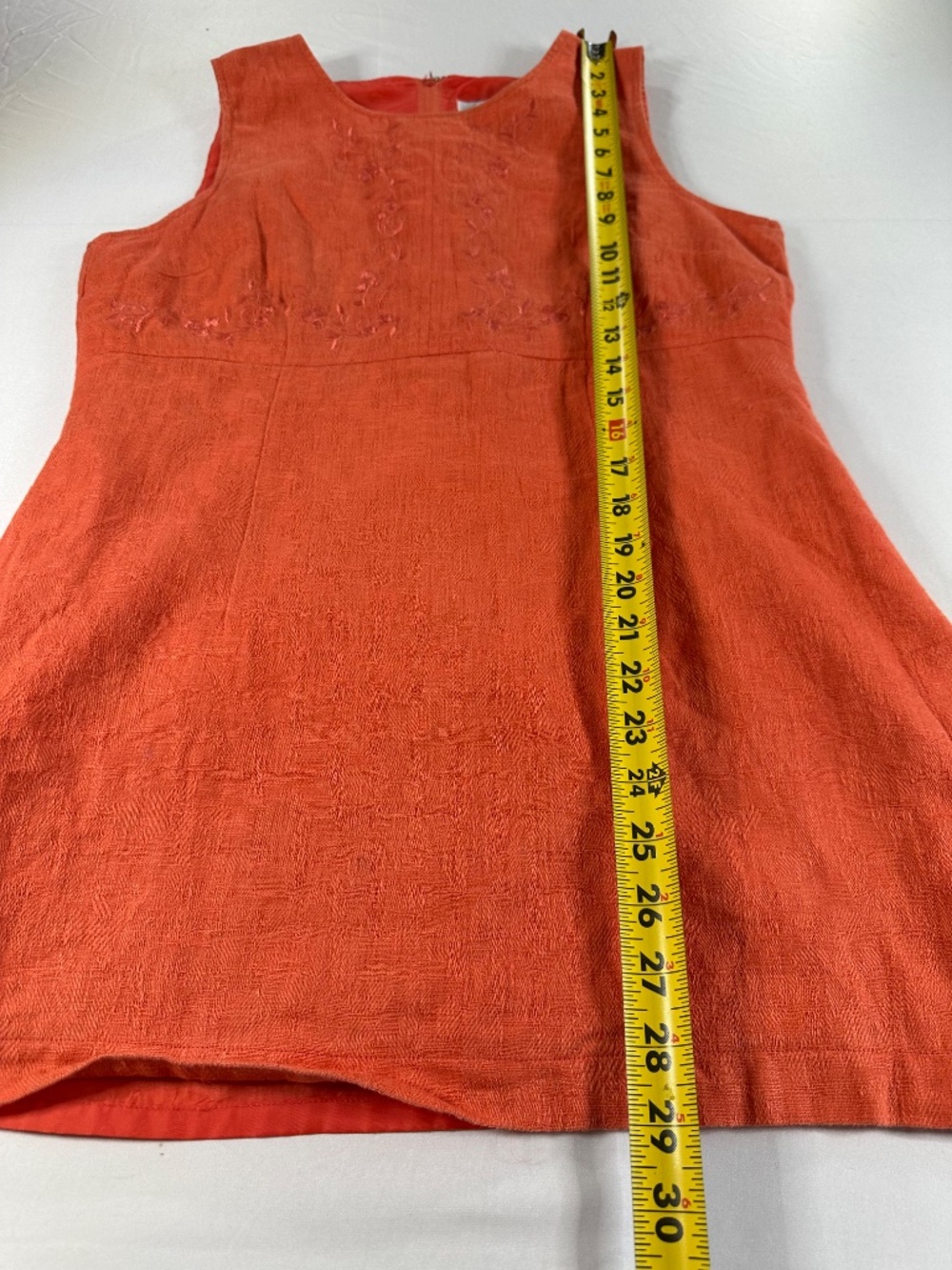 Vintage Y2K Plaza South Coral Embroidered Linen Blend Tunic Size 6 - Picture 6 of 10